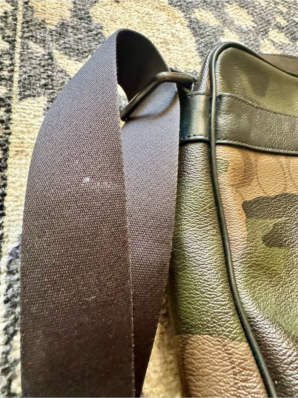 Coach Men's Charles Flight Camo Canvas Crossbody Bag Green/Brown-Needs Repair